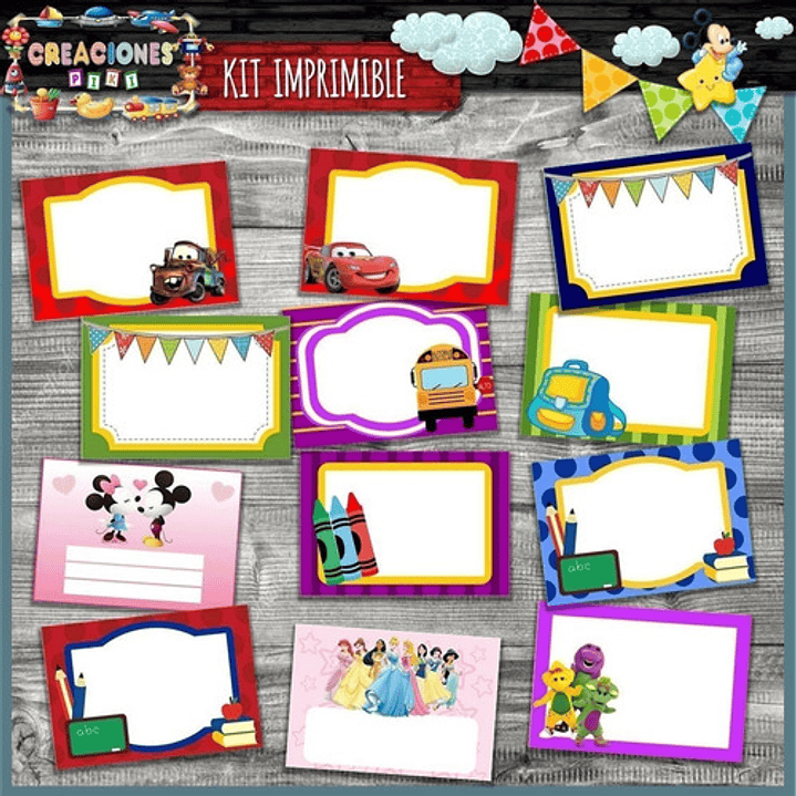 Kit Imprimible Vuelta Al Cole Etiquetas Escuela Colegio Full 3