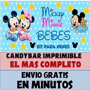 Kit Imprimible Candy Bar Mickey Minnie Bebe Nene Completo