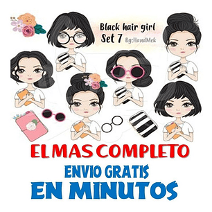 Pack Imagenes Tiernas Niñas Pelo Negro Moda S7 + Regalo A1