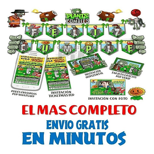Kit Imprimible Candy Bar Plantas Vs Zombies El Mas Completo