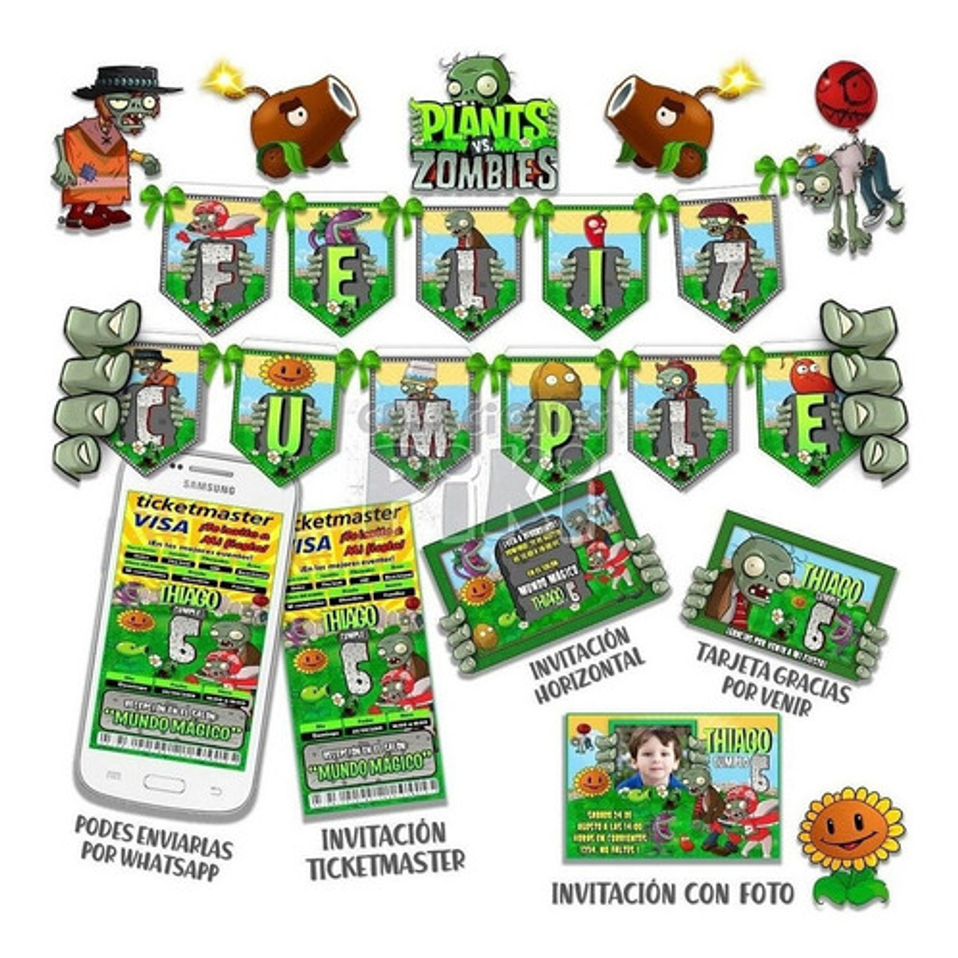 Kit Imprimible Candy Bar Plantas Vs Zombies El Mas Completo 2