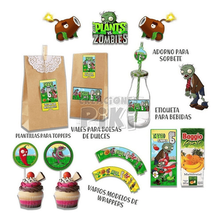 Kit Imprimible Candy Bar Plantas Vs Zombies El Mas Completo 3