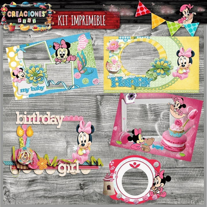 Kit Imprimible Candy Bar Mickey Minnie Bebe Nene Completo 7