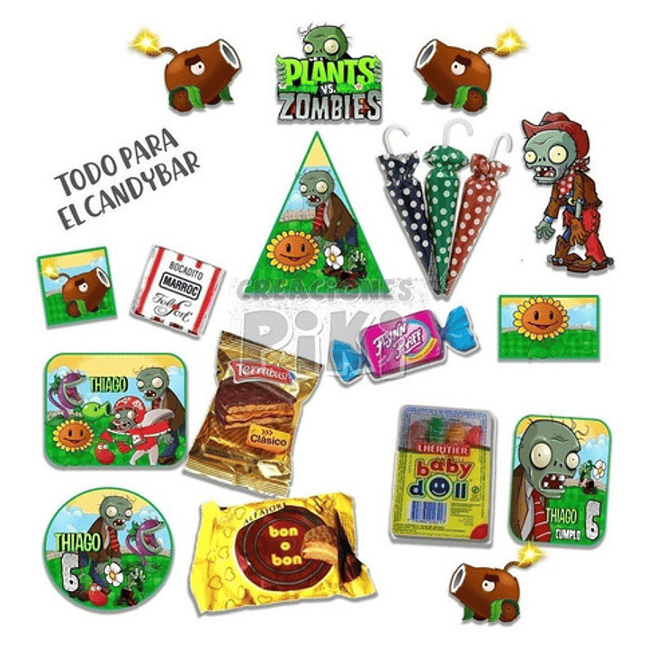 Kit Imprimible Candy Bar Plantas Vs Zombies El Mas Completo 5
