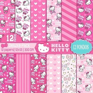 Kit Imprimible  Hello Kitty  12 Fondos 300 Dpi