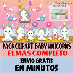 Pack Imágenes Clipart Bebes Unicornio Baby Unicorns + Regalo