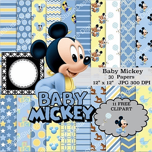 Kit Imprimible Baby Mickey 3 -11 Clipart 30 Fondos