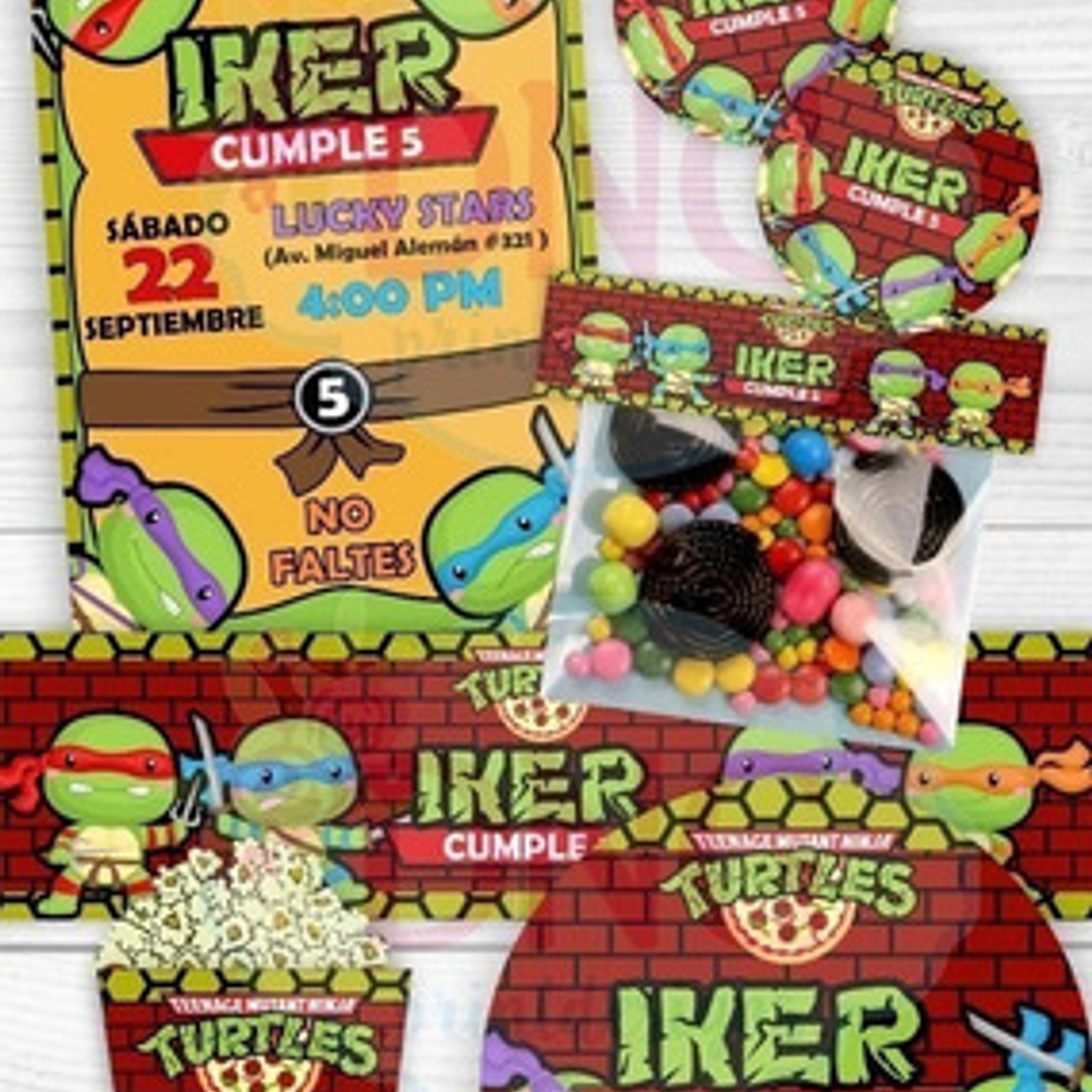 Kit Imprimible Invitaciones Candy Bar Png / Tortugas Ninjas 1