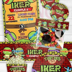 Kit Imprimible Invitaciones Candy Bar Png / Tortugas Ninjas