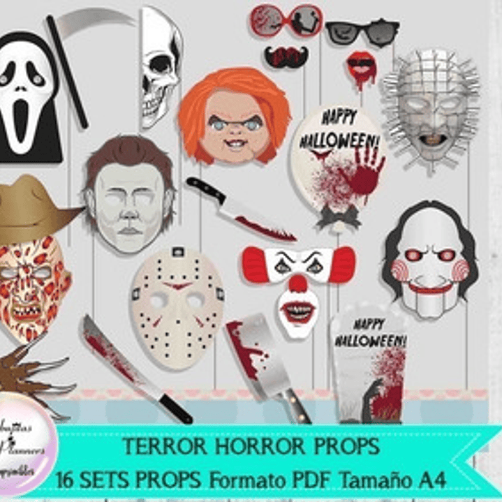 Terror It Chucky Photo Booth Props X 16 Formato Pdf A4 1