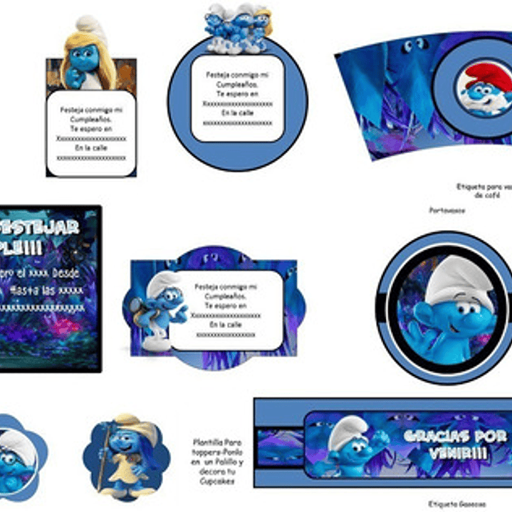 Kit Imprimible Candy Bar Los Pitufos El Mas Completo 2