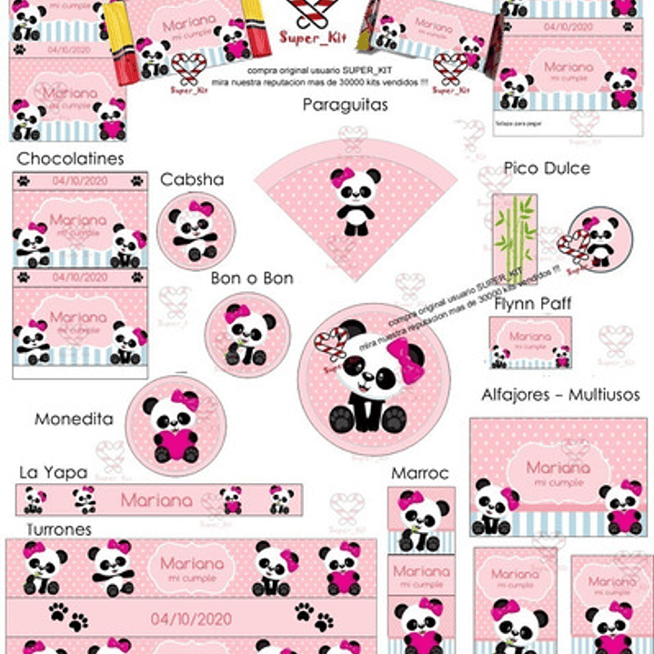 Kit Imprimible Osito Panda Editable 3