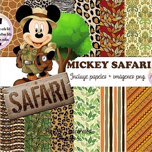 Papeles Fondos Digitales Mickey Safari - Kit Imprimibles