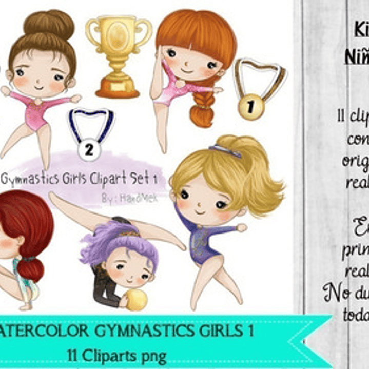 Cliparts Gimnastas 1 Acuarela  Kit Imprimibles 1