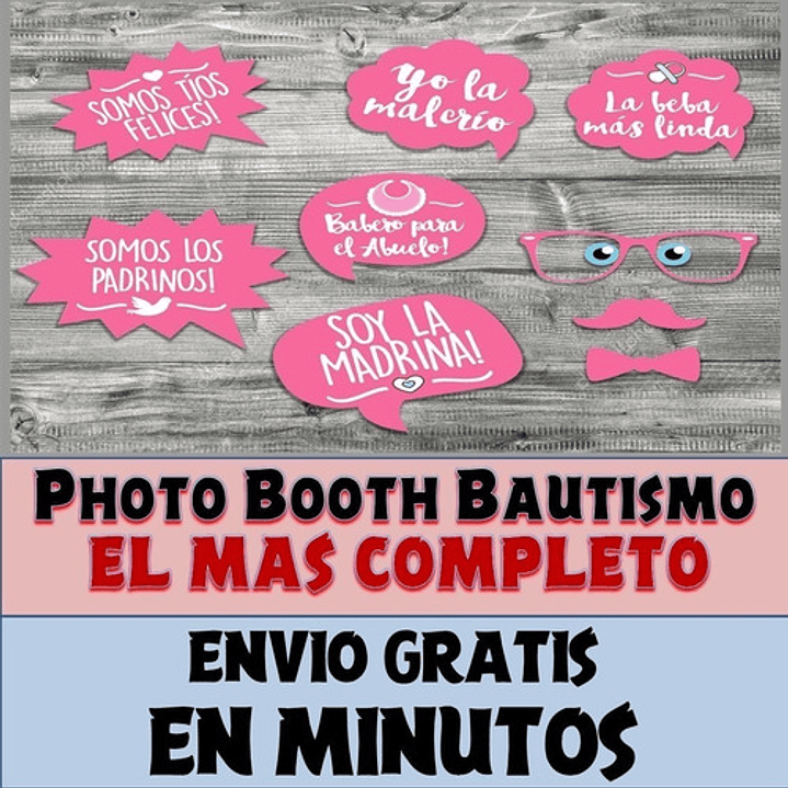Kit Photo Booth Bautismo Nena  Imprimible Frases Y Props 1
