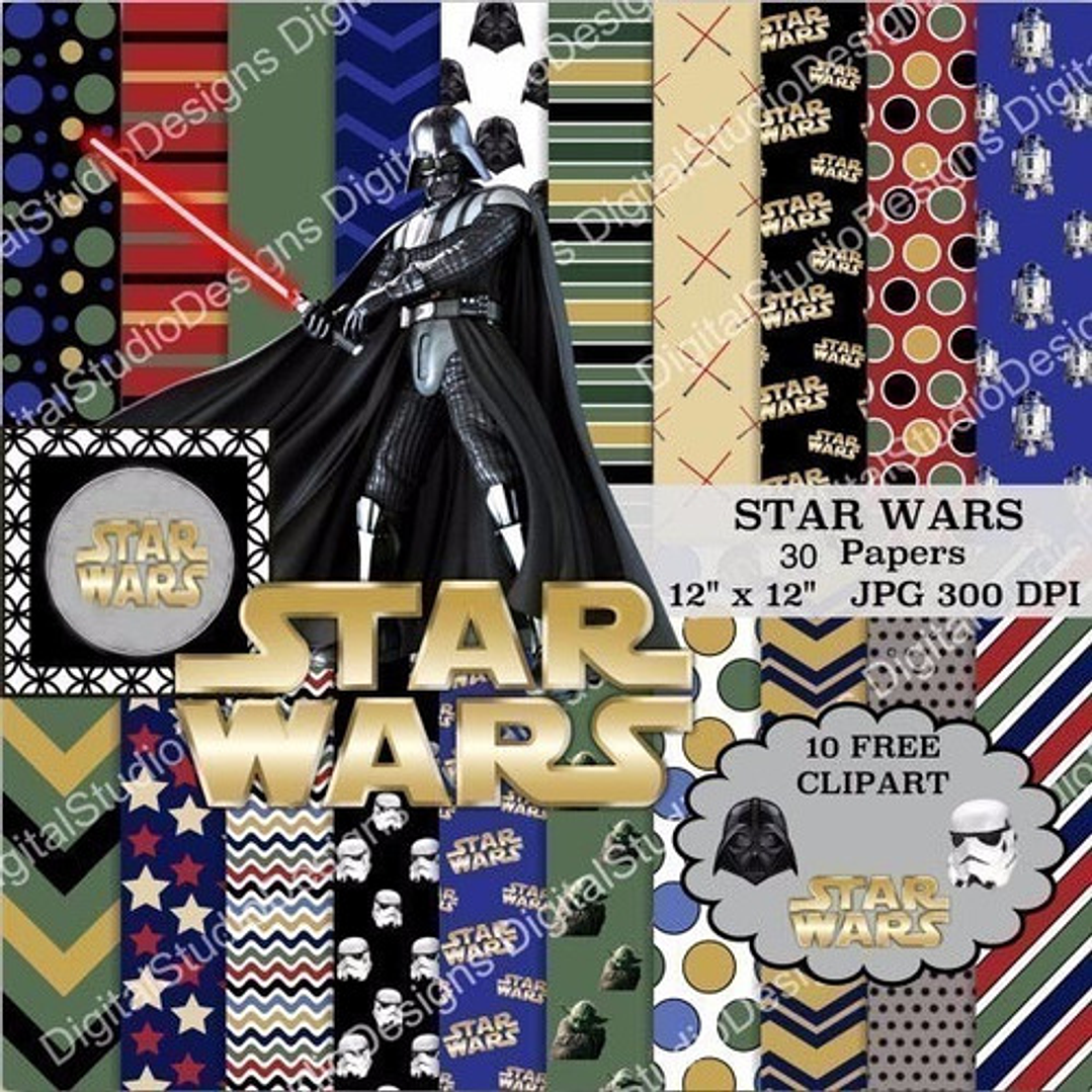 Kit Imprimible Star Wars 20 Fondos Y 10 Clipart  1