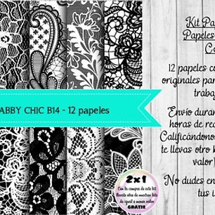 Papeles Digitales Fondos Shabby Chic Negro Y Blanco B14
