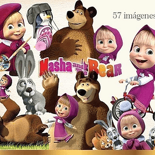 Kit Imprimible  Masha Y El Oso 4- 57 Clipart   Ver Promo
