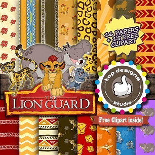 Kit Imprimible Pack Fondos Clipart - El Leon Guardian Disney