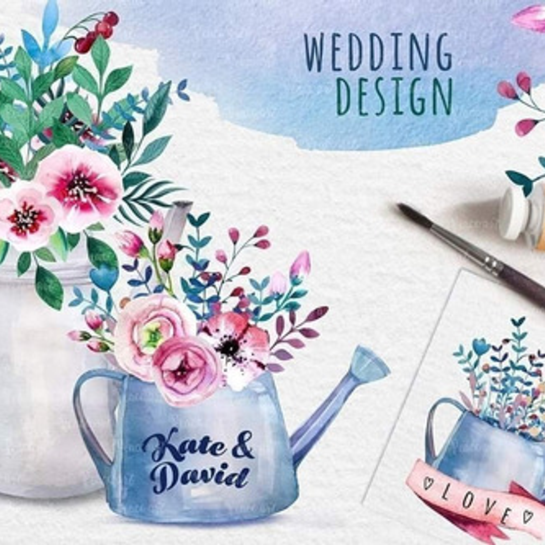 Cliparts Png Regadera Flores Acuarela Watercolor Pa71 1