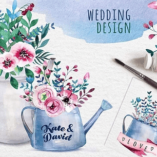 Cliparts Png Regadera Flores Acuarela Watercolor Pa71