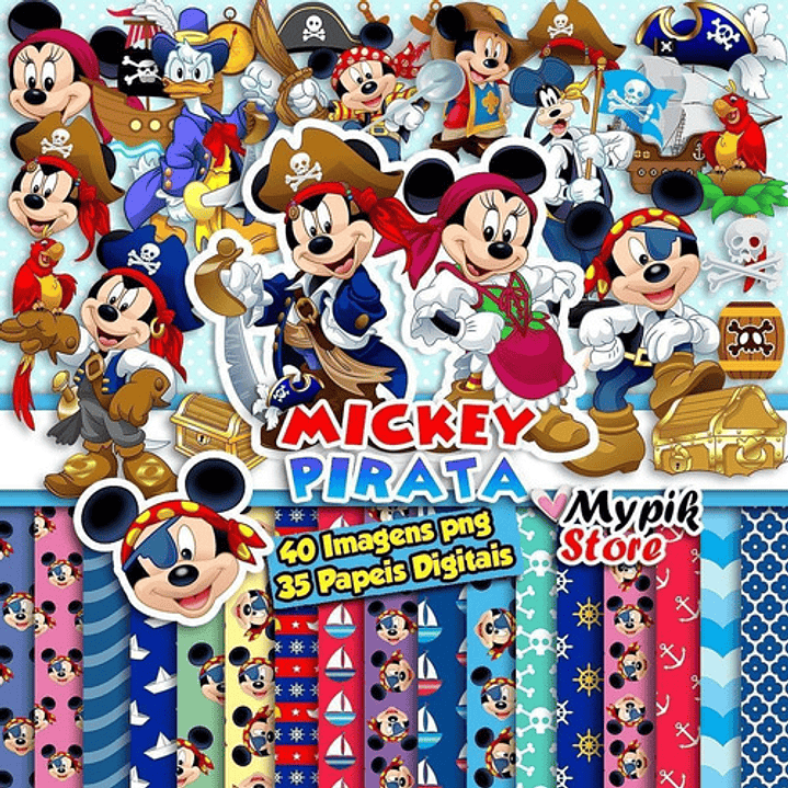 Papeles Y Cliparts Png Mickey Mouse Pirata Kit Imprimible 1