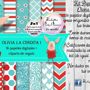Papeles Fondos Digitales Olivia La Cerdita 1 Kit Imprimible