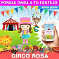 Kit Imprimible Circo Rosa Editable - Miniatura 1