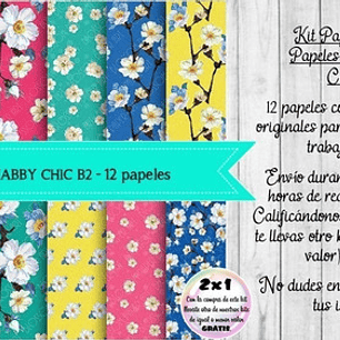 Papeles Digitales Fondos Shabby Chic Flores Blancas B2