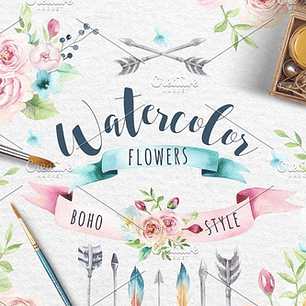 Cliparts Png Boho Flores Acuarela Watercolor Pa59