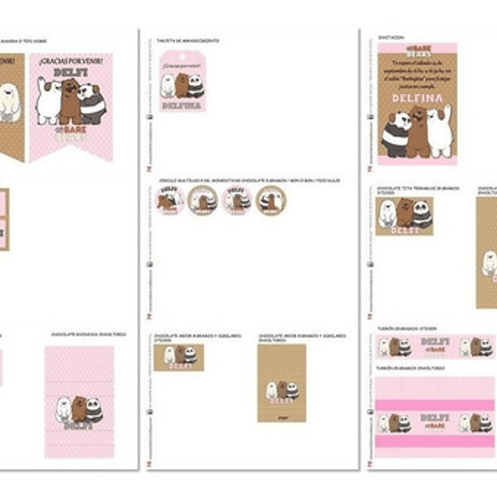 Kit Imprimible Candy Osos Escandalosos Rosa 100% Editable 3