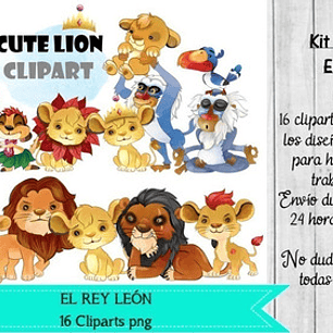 Cliparts El Rey León Acuarela  Kit Imprimibles