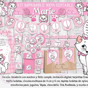 Kit Imprimible Candy Bar Gata Gatita Marie 100% Editable