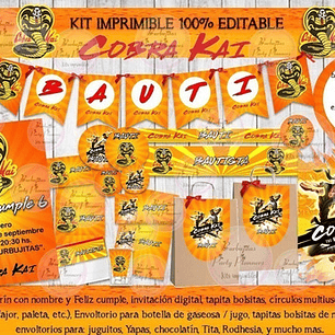 Kit Imprimible Candy Bar Cobra Kai 100% Editable
