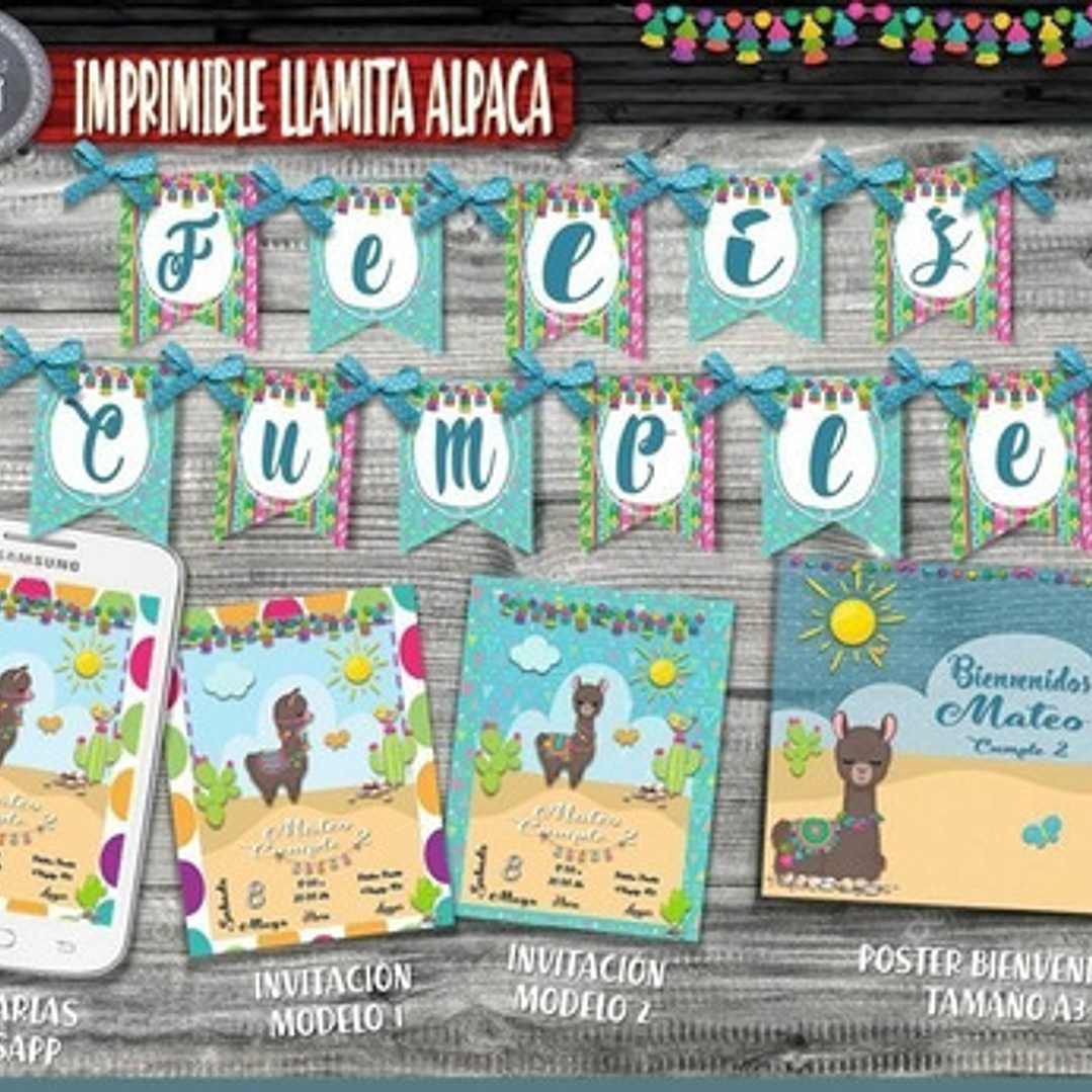 Kit Imprimible Candy Bar Llama Llamita Alpaca Cactus Full 2