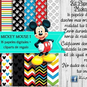 Papeles Fondos Digitales Mickey Mouse 1 Kit Imprimible