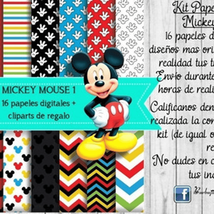 Papeles Fondos Digitales Mickey Mouse 1 Kit Imprimible 1