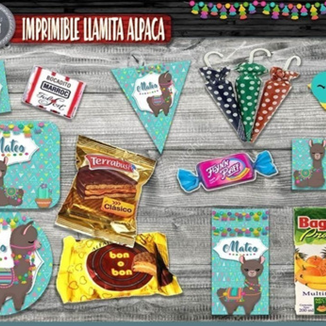 Kit Imprimible Candy Bar Llama Llamita Alpaca Cactus Full 6