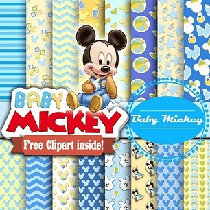 Kit Imprimible  Baby Mickey 4 - 16 Fondos 7 Png