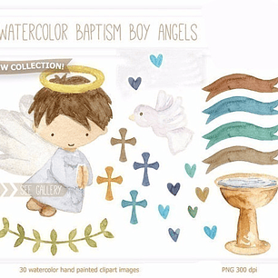 Kit Imprimible  Bautismo 9 - 30 Imágenes Png