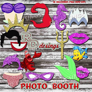 Kit Imprimible Photo Props Sirenita 18 Imagenes Png