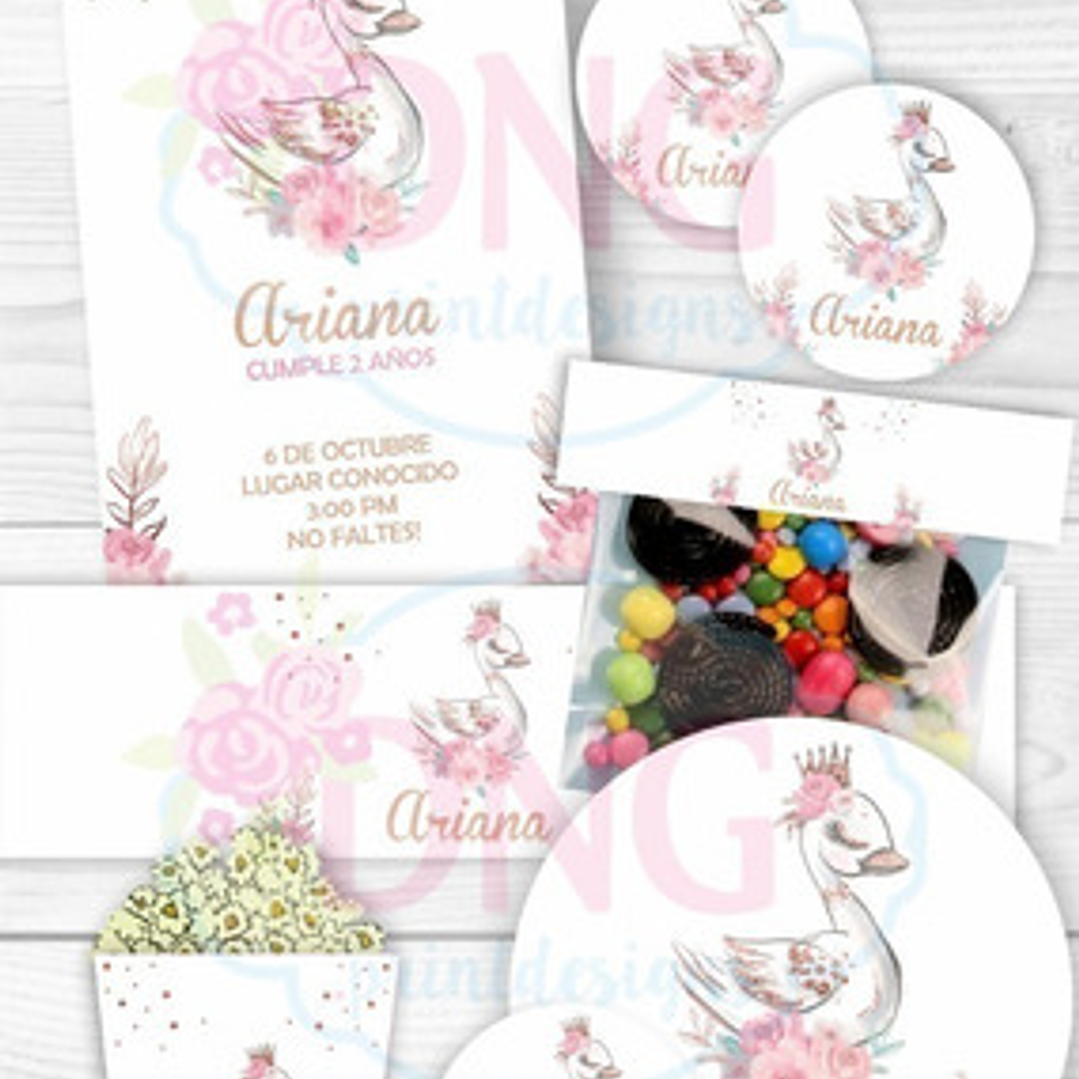 Kit Imprimible Invitaciones Candy Bar Png / Princesa Cisne 1