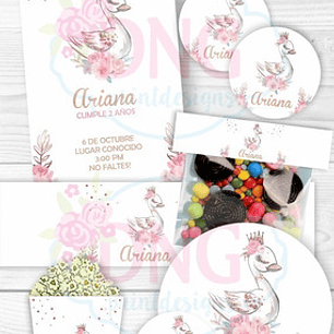 Kit Imprimible Invitaciones Candy Bar Png / Princesa Cisne