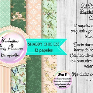 Papeles Digitales Fondos Shabby Chic Rosa Verde E53