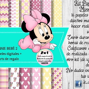 Papeles Fondos Digitales Minnie Bebe 2 Kit Imprimible