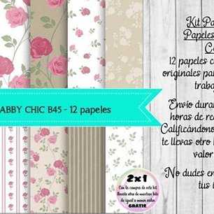 Papeles Digitales Shabby Chic Vintage Rosa B45