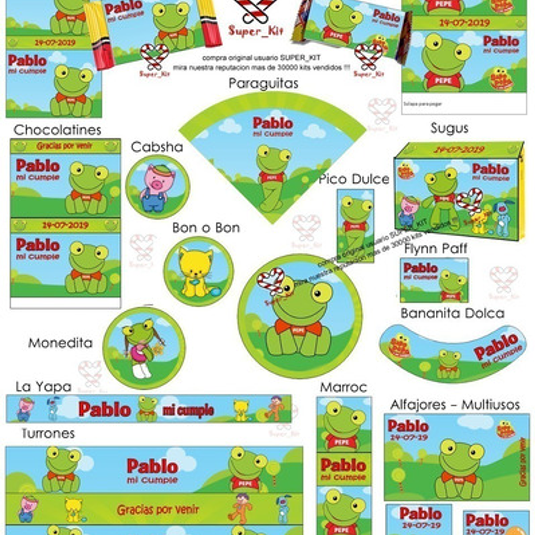 Kit Imprimible Sapo Pepe Poing Poing Editable 3