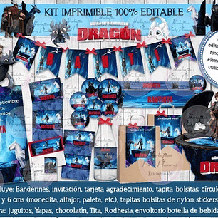 Kit Imprimible Candy Como Entrenar A Tu Dragon 100% Editable