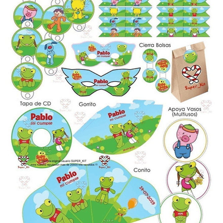 Kit Imprimible Sapo Pepe Poing Poing Editable 6