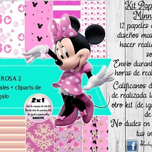 Papeles Fondos Digitales Minnie Rosa 2 Kit Imprimible